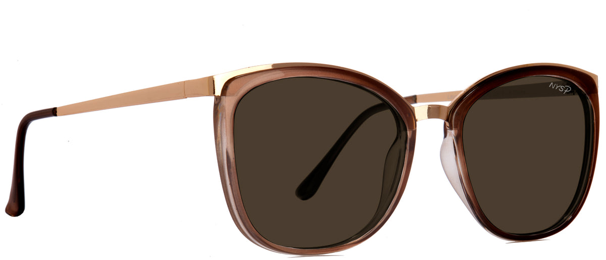 laurel cateye sunglasses, clear & rose pink gold flash